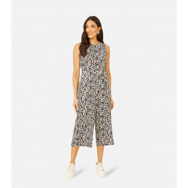 Women's Off White Leopard Print Belted Crop Jumpsuit Mela New Look