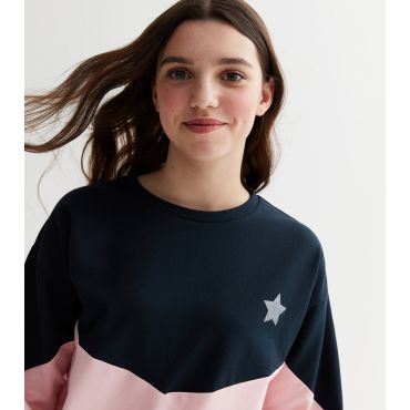 Coral Colour Block Glitter Star Logo Sweatshirt Name It New Look