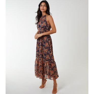 Women's Navy Halter Neck Midaxi Dress Blue Vanilla New Look