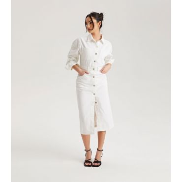 Women's Off White Twill Shirt Dress Urban Bliss New Look
