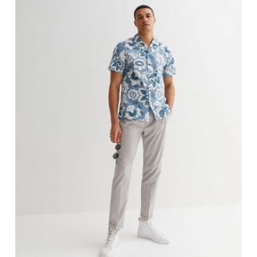 Men's Farah Pale Blue Floral Short Sleeve Shirt New Look