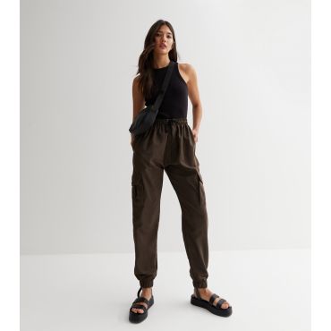 Women's Olive Cuffed Parachute Cargo Trousers Urban Bliss New Look