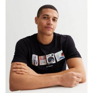 Men's Ben Sherman Black Retro Photographic Logo T-Shirt New Look