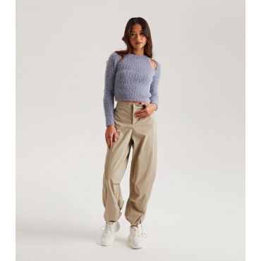 Women's Stone Parachute Trousers Urban Bliss New Look