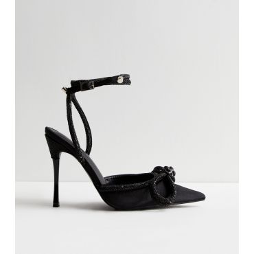 Women's Black Diamanté Stiletto Heel Court Shoes Public Desire New Look