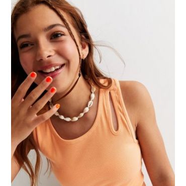 KIDS ONLY Orange Ribbed Cut Out Top New Look