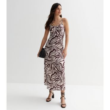 Women's Black Swirl Strappy Cami Midi Dress Influence New Look
