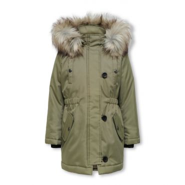Olive Faux Fur Hooded Parka Jacket School KIDS ONLY New Look