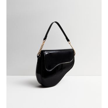 Black Patent Saddle Bag Public Desire New Look