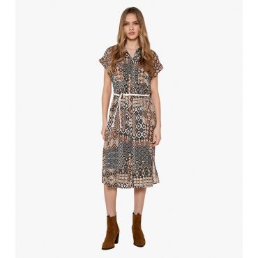 Women's Rust Patchwork Midi Dress Apricot New Look