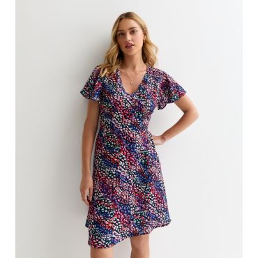 Women's Navy Animal-Print Dress Sunshine Soul New Look