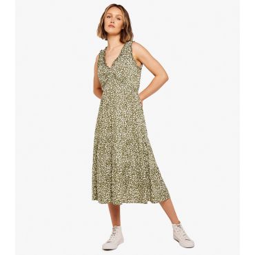 Women's Olive Abstract Midi Dress Apricot New Look