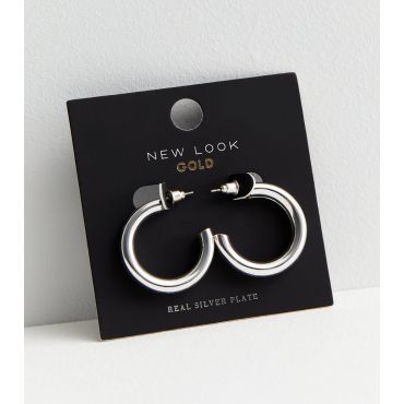 Silver Plated Hoop Earrings New Look