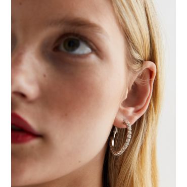 Silver Diamanté Hoop Earrings New Look
