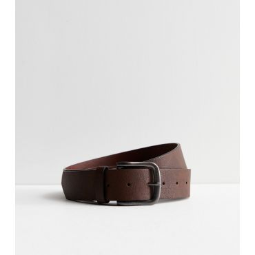 Men's Tan Leather-Look Belt New Look
