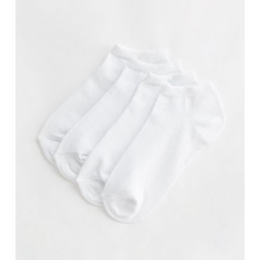 4 Pack White Trainer Socks New Look