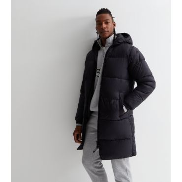 Men's Black Hooded Puffer Coat Jack & Jones New Look