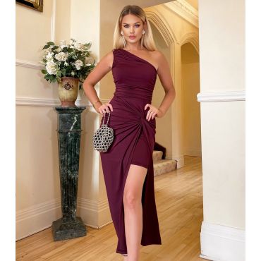 Women's Dark Purple One Shoulder Midi Dress AX Paris New Look