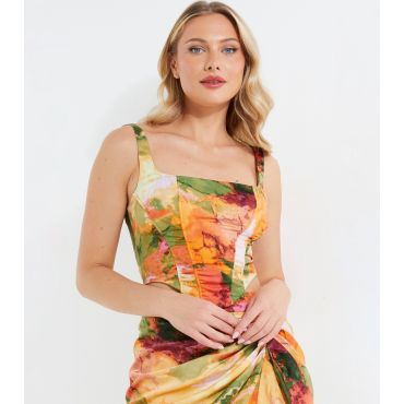 Women's Multicolouedr Tie Dye Satin Corset Top Quiz New Look