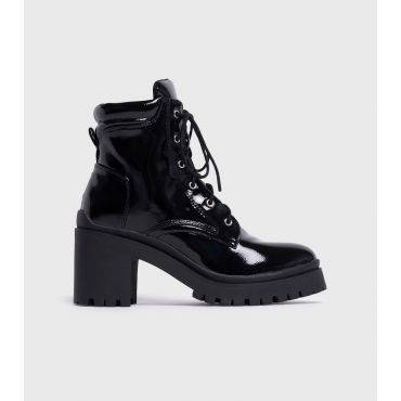 Women's Black Lace Up Heeled Boots London Rebel New Look