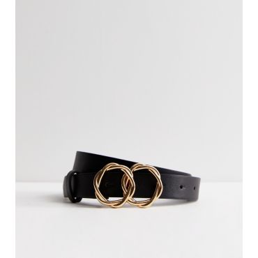 Black Double Buckle Belt Pieces New Look