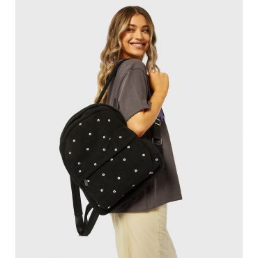 Black Daisy Print Cord Backpack School Skinnydip New Look