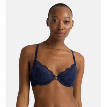 Women's Blue Floral Lace Underwired Bra Dorina New Look