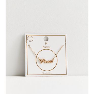 Gold Pisces Star Sign Necklace New Look