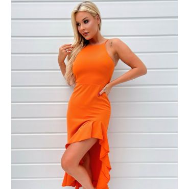 Women's Orange Frill Hem Midi Dress AX Paris New Look