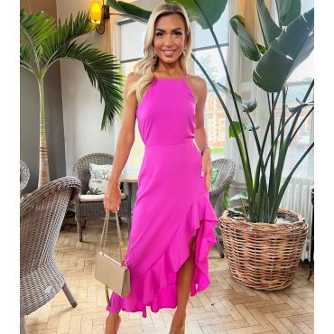 Women's Pink Frill Hem Midi Dress AX Paris New Look