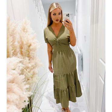 Women's Olive Twist Front Midi Dress AX Paris New Look