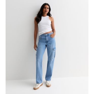 Women's Blue High Waist Cargo Jeans ONLY New Look