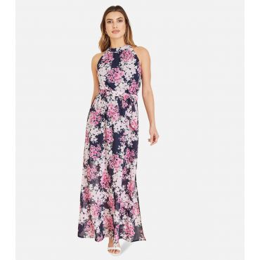 Women's Navy Floral Sleeveless Maxi Dress Mela New Look
