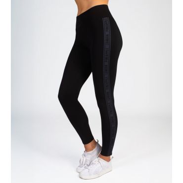 Women's Black Logo Tape Leggings Pineapple New Look