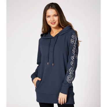 Women's Dark Grey Longline Logo Hoodie Pineapple New Look