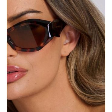 South Beach Brown Tortoiseshell Effect Slim Round Sunglasses New Look