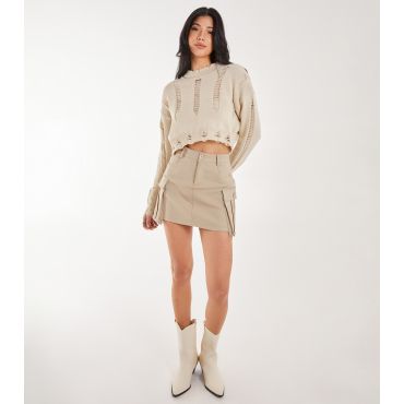 Women's Stone Cargo Mini Skirt Pink Vanilla New Look