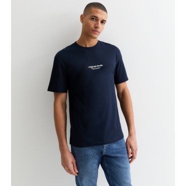 Men's Navy Cotton Originals Studio Logo T-Shirt Jack & Jones New Look