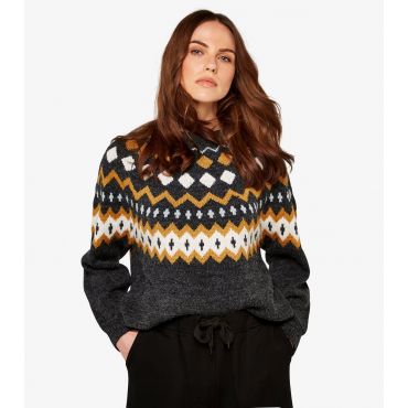 Women's Grey Fairisle Knit Jumper Apricot New Look
