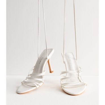Women's Oceania White Strappy Ankle-Tie Stiletto Sandals Public Desire New Look
