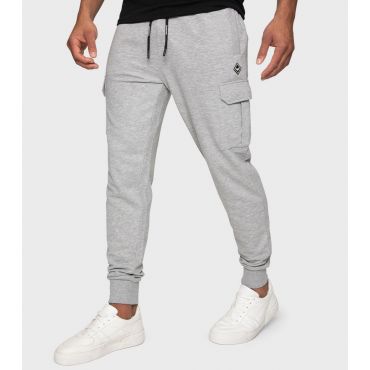 Men's Grey Marl Slim Cuffed Cargo Joggers Threadbare New Look