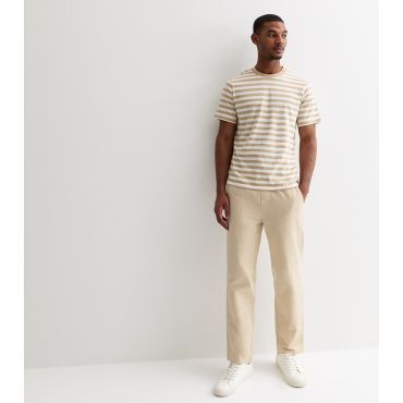 Men's Stone Relaxed Cotton Linen Blend Trousers Only and Sons New Look