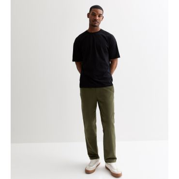 Men's Dark Green Relaxed Cotton Linen Blend Trousers Only and Sons New Look