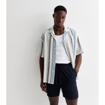 Men's Navy Linen-Blend Drawstring Shorts Only and Sons New Look