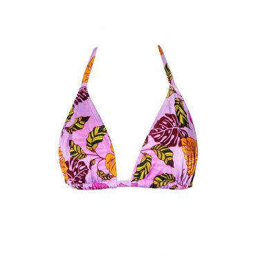 Women's Pink Palm Print Bikini Top Peek & Beau New Look