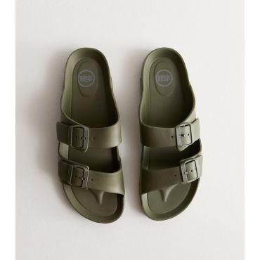 Men's Green Moulded Double-Strap Sandals Jack & Jones New Look