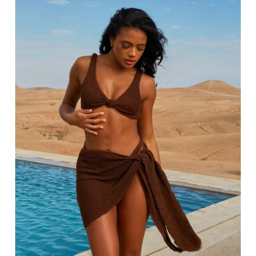 Women's Dark Brown Textured Sarong Moda Minx New Look