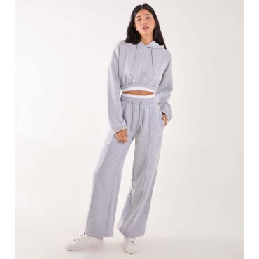 Women's Grey Contrast Waist Wide Leg Joggers Pink Vanilla New Look