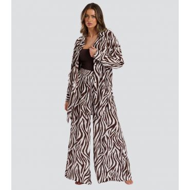 Women's Brown Zebra-Print Beach Shirt South Beach New Look