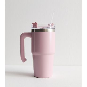 Pink 550ml Insulated Straw Drinks Cup New Look